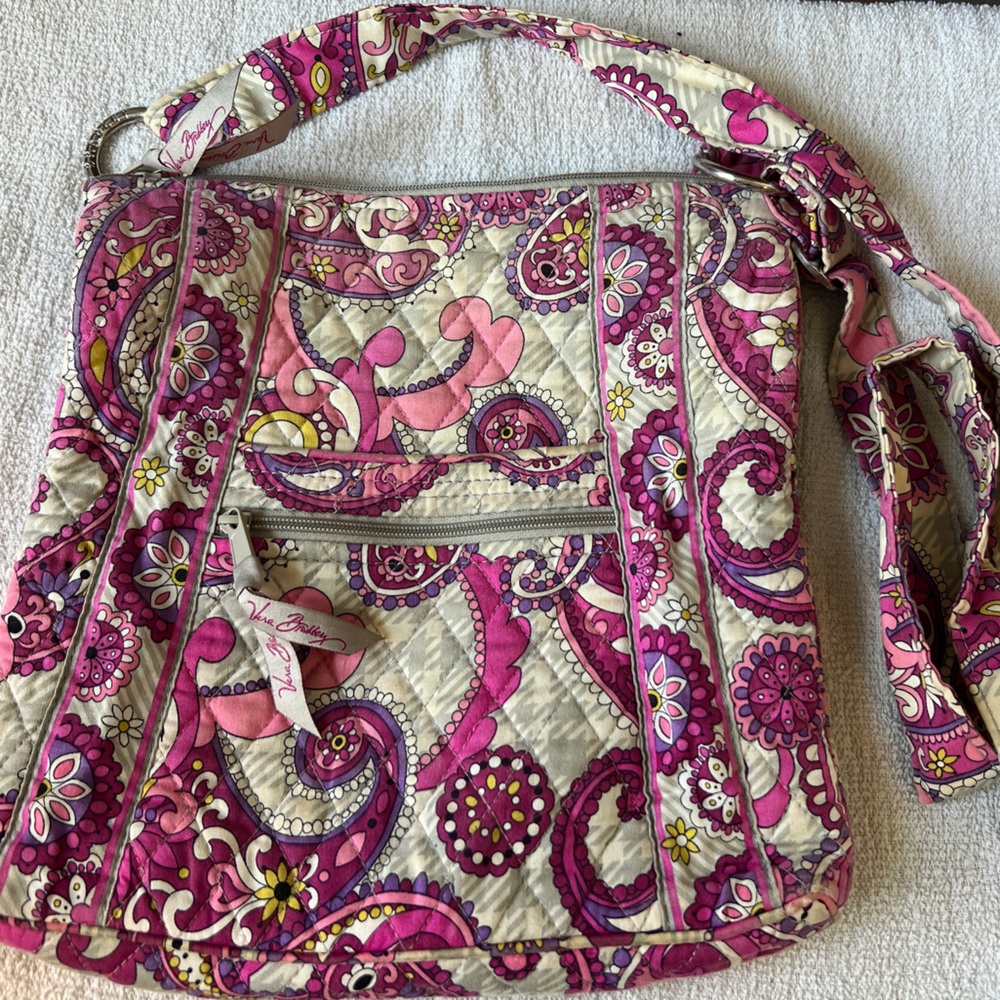 Vera Bradley Pink Paisley Meets Plaid Crossbody Purse Shoulder Bag